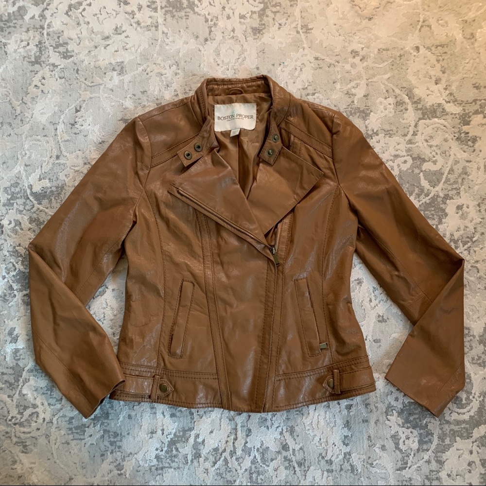Tan leather jacket